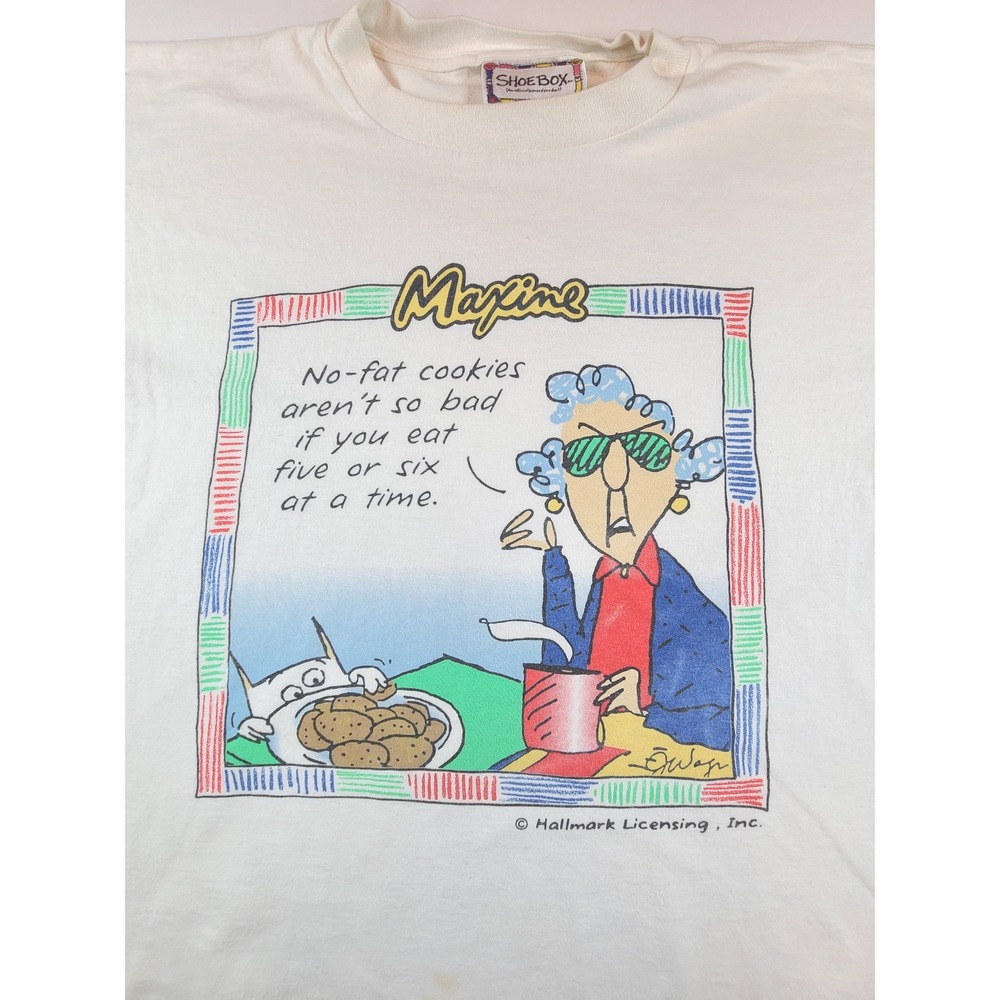 Vintage Maxine Hallmark Shoebox T Shirt Mens OSFA White Funny Cookie Graphic 90s
